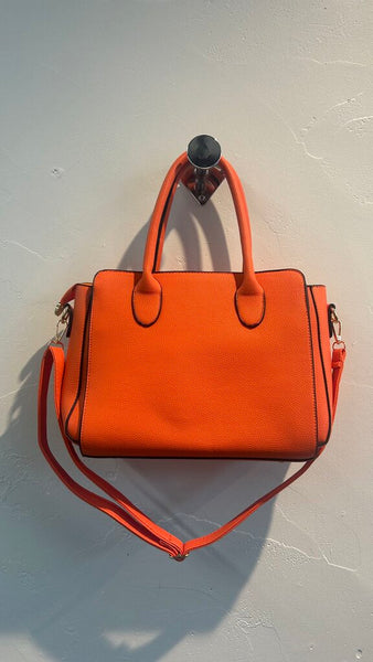 Pre-Owned Orange Faux Leather Satchel with 2x Inner Pouches