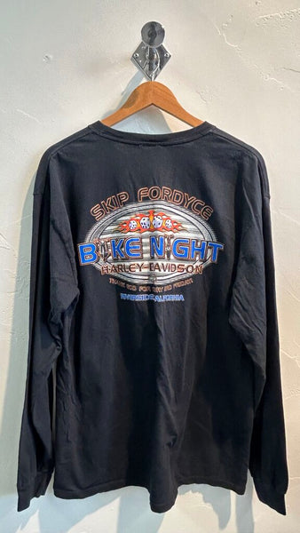 Pre-Owned Harley Davidson Black Dice Graphic Long Sleeve Top- Size Large