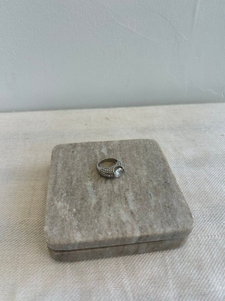 Pre-Owned Silver Middle Diamond Gems Ring (N\A, women, Silver)