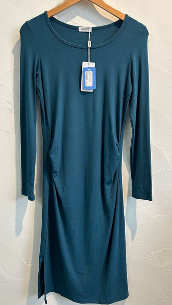 Pre-Owned DDLUYY Teal Long Sleeve Ribbed Maternity Dress (NWT) - Size Medium