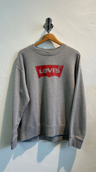 Pre-Owned Levi's Grey Logo Crewneck Sweatshirt - Size X-Large