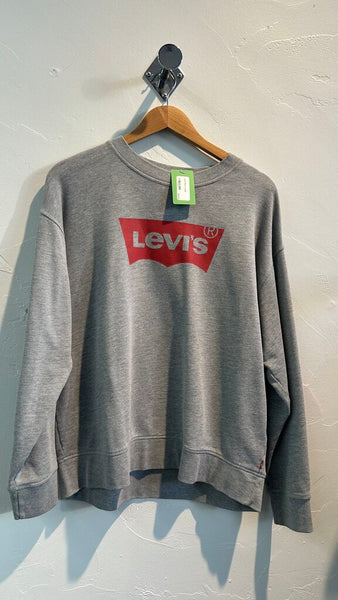 Pre-Owned Levi's Grey Logo Crewneck Sweatshirt - Size X-Large