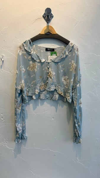 Pre-Owned Blue B Blue Floral Tiered Maxi Skirt (NWT) - Size Large