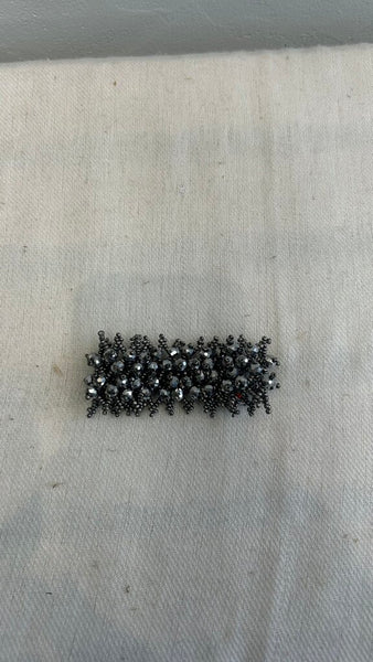 Pre-Owned Pewter Beaded Diamond Pattern Large Bracelet