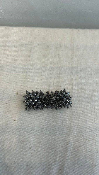 Pre-Owned Pewter Beaded Diamond Pattern Large Bracelet