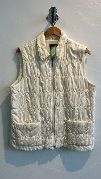 Pre-Owned Modes Crystal Fashion Cream Fitted Zip Up Vest- Size Large (Estimated)