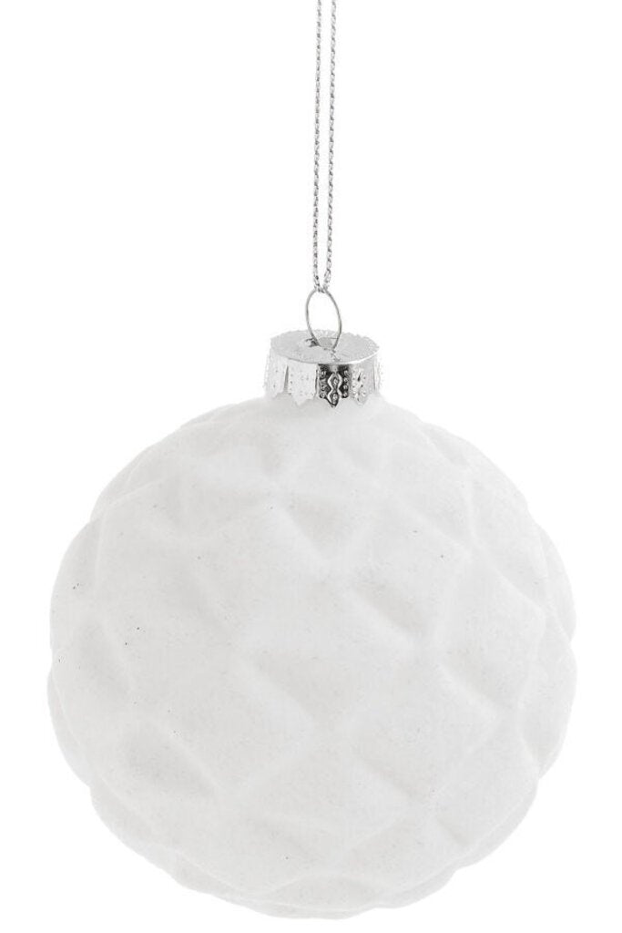 White Flocked Ball Ornament