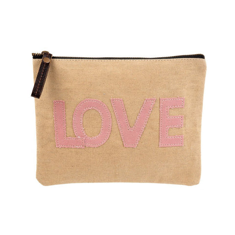Indaba Trading 'Love' Dusty Rose Pouch
