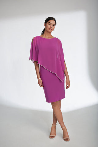 Joseph Ribkoff 221062 Sparkling Grape Overlay Dress