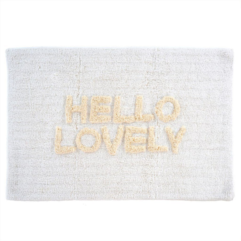 Indaba "Hello Lovely" White Bath Mat