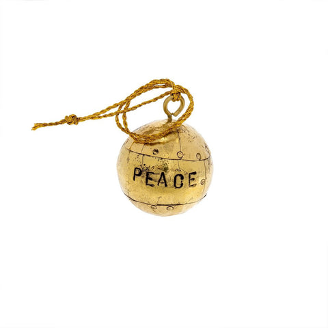 Mini 'Peace' Gold Ball Ornament