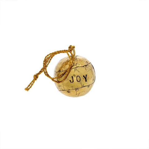 Mini 'Joy' Gold Ball Ornament