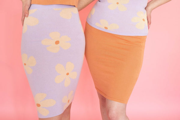 Faun 'Luma' Fitted Knit Midi Skirt -Coral
