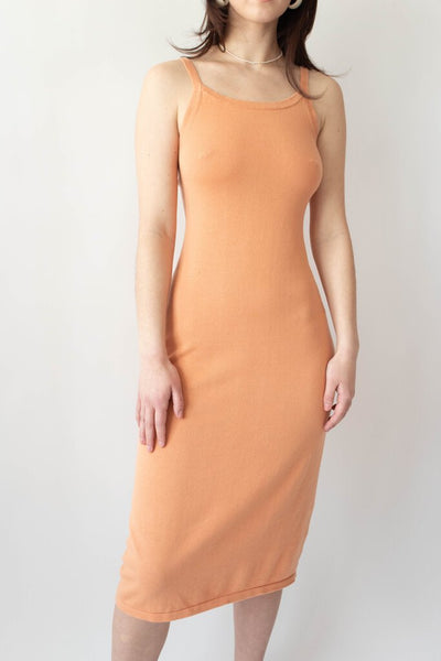 Faun 'Essentia' Fitted Knit Midi Dress - Coral