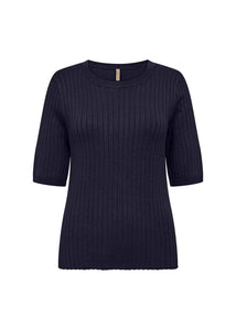 Soyaconcept 'Dollie' Ribbed 1/2 Sleeve Sweater - Black