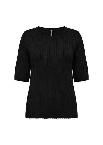 Soyaconcept 'Dollie' Ribbed 1/2 Sleeve Sweater - Black