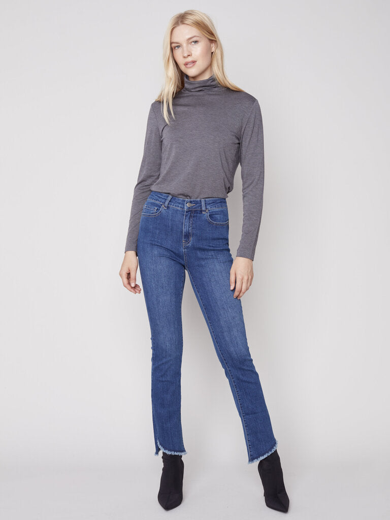 Charlie B Asymmetrical Fringe Hem Jeans