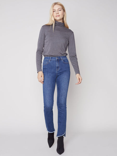 Charlie B Asymmetrical Fringe Hem Jeans