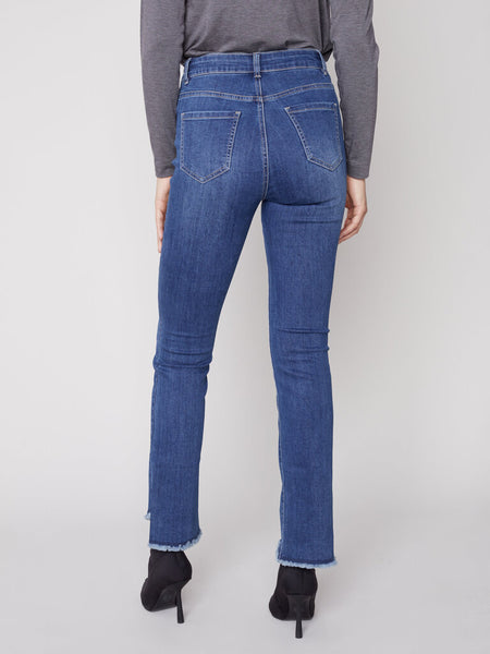 Charlie B Asymmetrical Fringe Hem Jeans