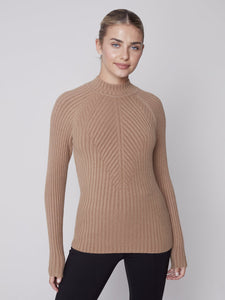 Charlie B Mock Neck Plushy Knit Rib Sweater