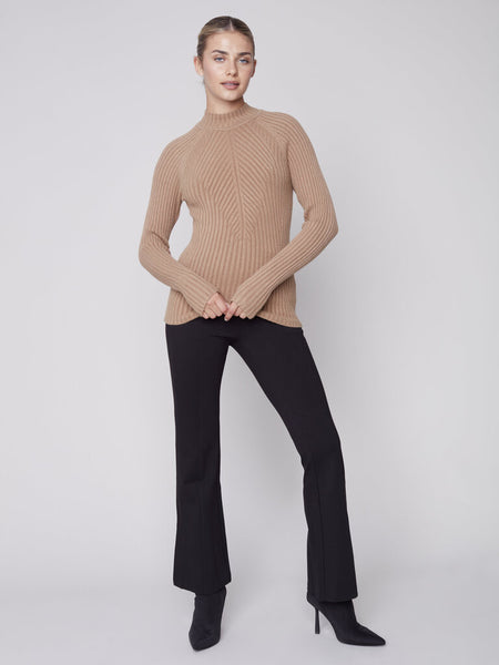 Charlie B Mock Neck Plushy Knit Rib Sweater