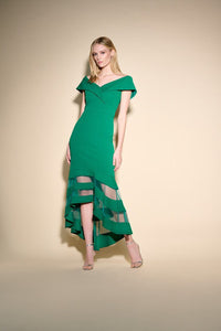 Joseph Ribkoff 223743 Netting Hem Evening Gown - True Emerald