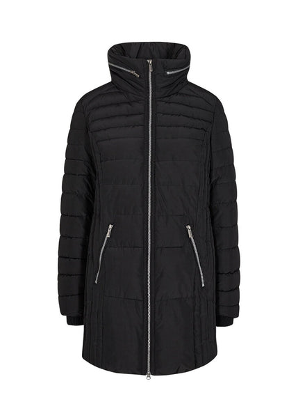 Soyaconcept 'Nina' Black Zipper Detail Puffer Coat