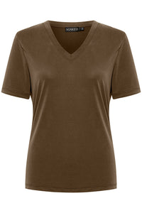 Soaked in Luxury 'Columbine' Loose Fit V-Neck Tee - Hot Fudge