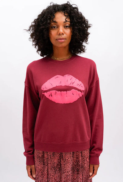 We Are The Others 'Chelsea' Vintage Lips Sweatshirt - Mahogany