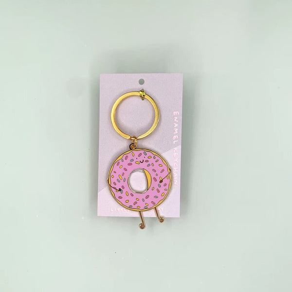 Little May Papery Pink Donut Keychain