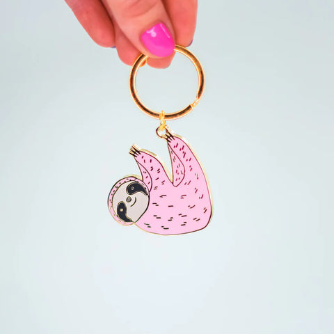 Little May Papery Pink Sloth Keychain