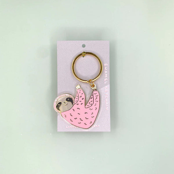 Little May Papery Pink Sloth Keychain