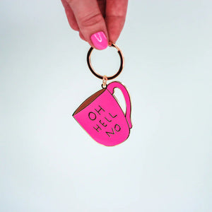 Little May Papery 'Oh Hell No' Pink Coffee Cup Keychain