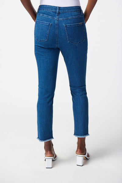 Joseph Ribkoff 241920 Slim Fit Embellished Hem Crop Jeans - Medium Blue