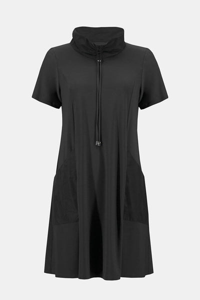 Joseph Ribkoff A-Line Dress With Gathered Neckline - Black