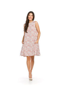 Papillon White Ditsy Floral A-Line Sleeveless Dress