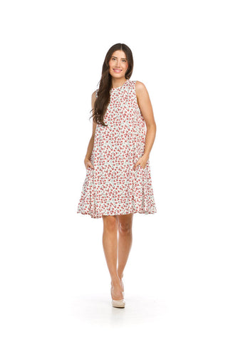 Papillon White Ditsy Floral A-Line Sleeveless Dress