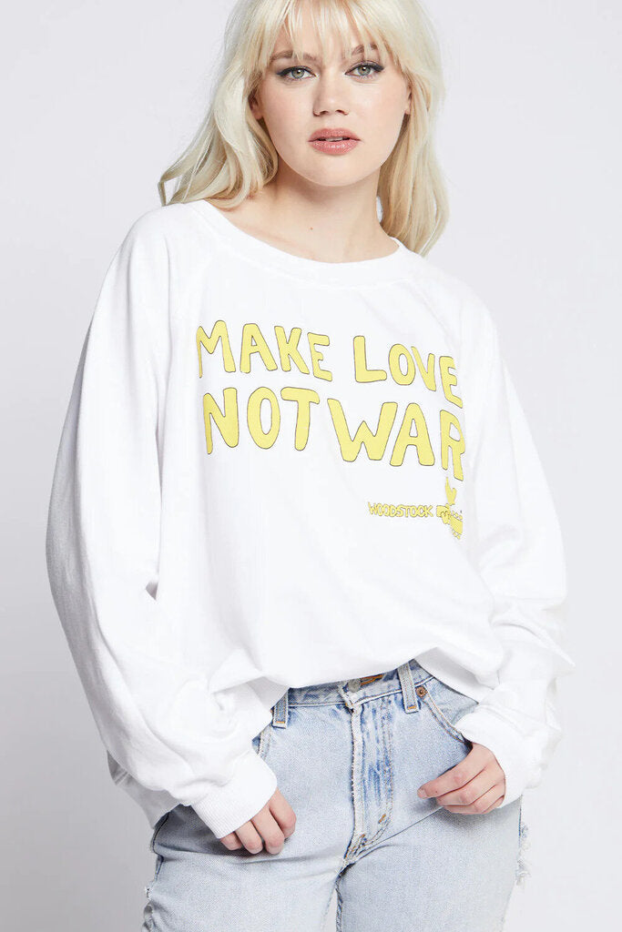 Recycled Karma 'Make Love Not War' White Sweatshirt