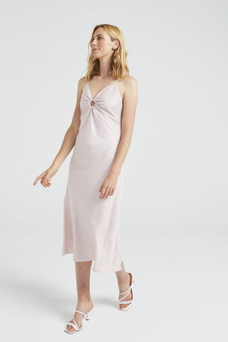 Angel Eye 'Penny' Dusty Pink Midi Dress with Front O-Ring