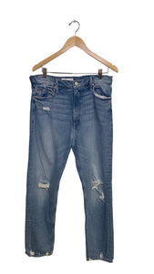 Mother Denim Light Wash Distressed High Waisted Rider Skip Jeans - Size 33