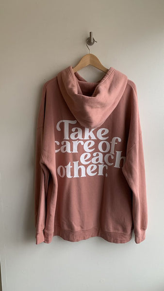 Brunette the Label Rose 'Take Care of Each Other' Graphic Hoodie - Size L/XL