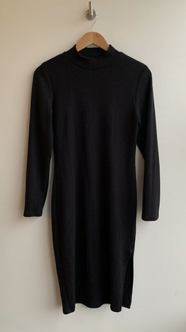 Heart & Hips Black Ribbed Long Sleeve Knit Dress - Size Small (Estimated)