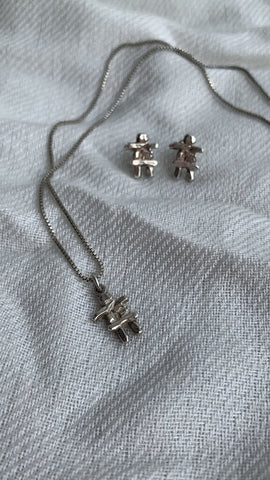 925 Silver Inukshuk Earrings/ Necklace Set