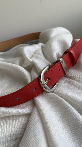 N/A Red Silver Buckle Belt