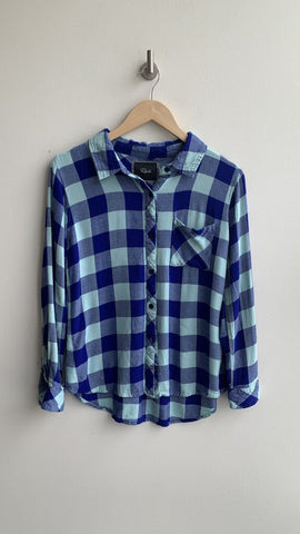 Rails Mint Blue Plaid Button Up Collared Flannel - Size Small