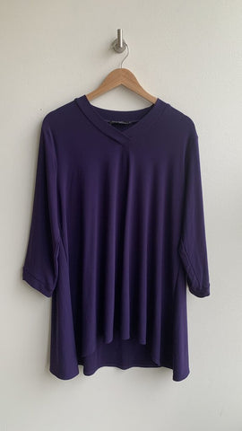 Sympli Purple V-Neck 3/4 Sleeve High/Low Hem Top - Size 12