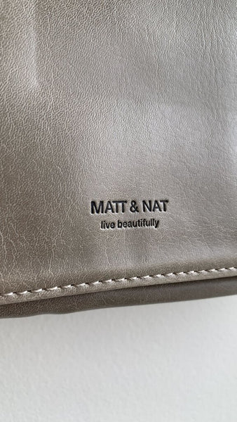 Matt & Nat Greige Fold Over Double Zip Encloser Satchel Handbag