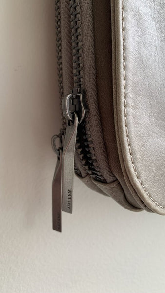 Matt & Nat Greige Fold Over Double Zip Encloser Satchel Handbag