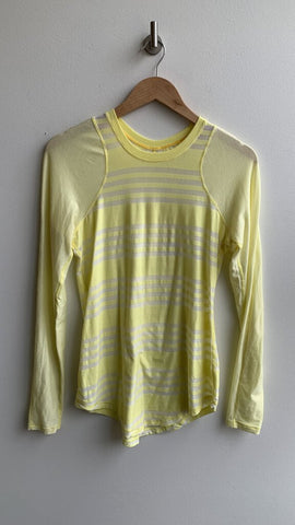 Lululemon Bright Yellow Striped Lightweight Athletic Top - Size Small (Estimated)