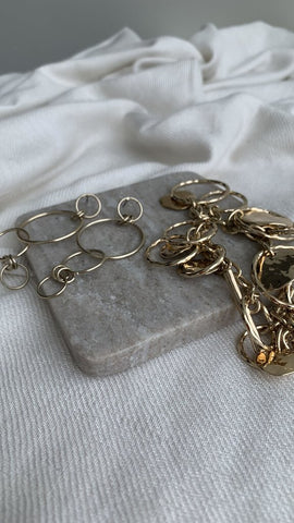 Gold Circular Dangle Bracelet Earring Set